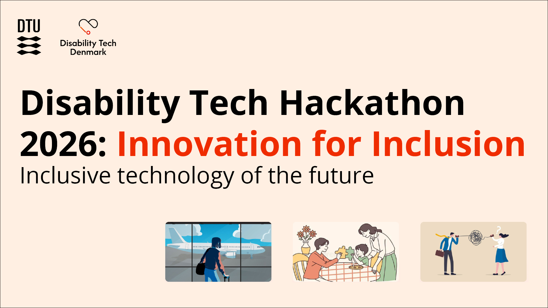 Webbanner for Disability Tech Hackathon in 2026 that takes place on the 2nd of March to the 11th of March at DTU Skylab